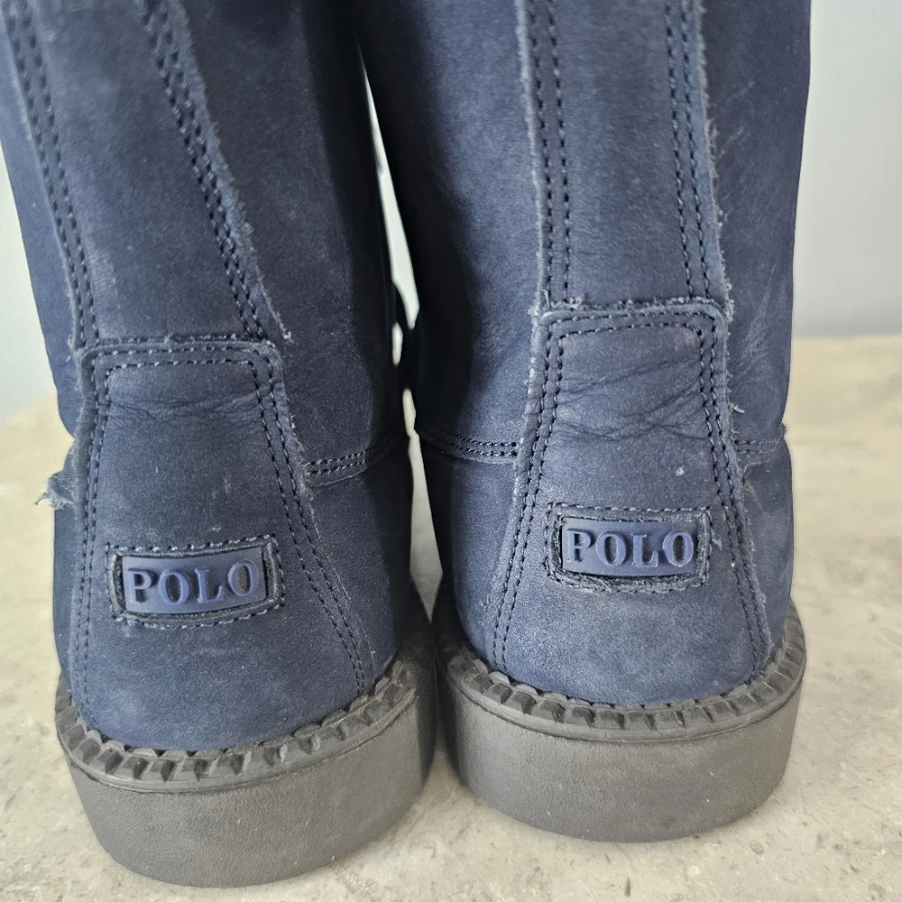Polo Ralph Lauren Boots Youth Sz 7  Navy Suede Leather Bear Ranger Fits Womens 8